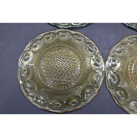 Vintage Bartlett Collins 3 Green & 3 Amber Glass  Bread Plates 5 3/4” - Picture 13 of 13